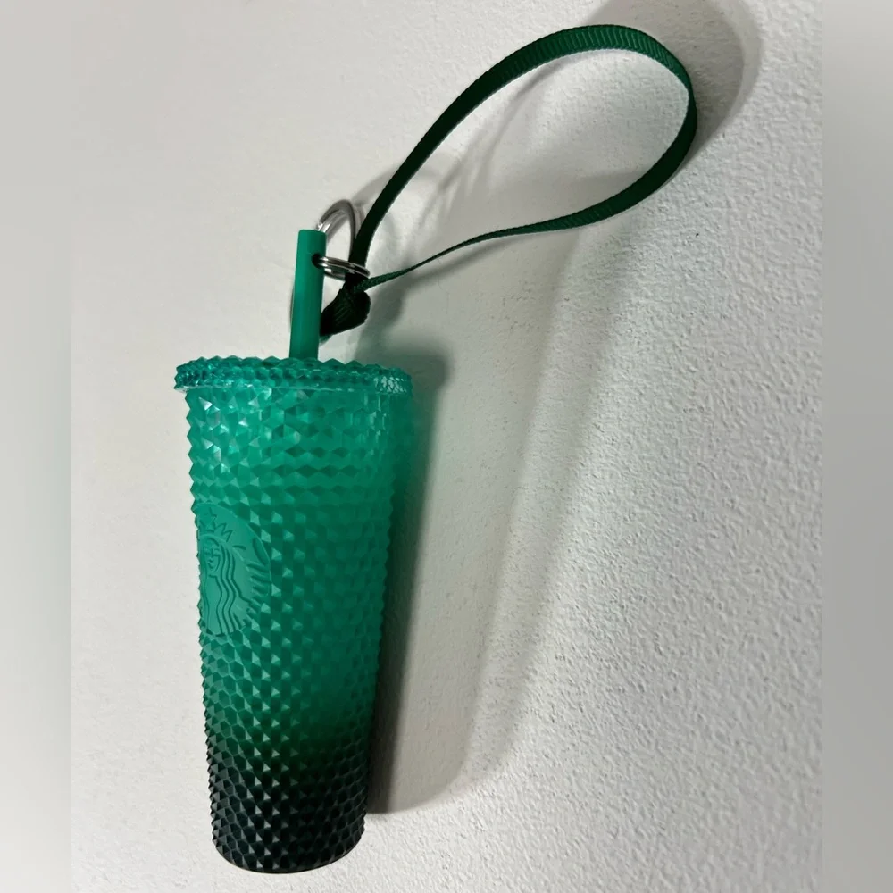 Starbucks Cold Cup Keychain & Ornament Ombre Teal Gradient Textured Tumbler Cup